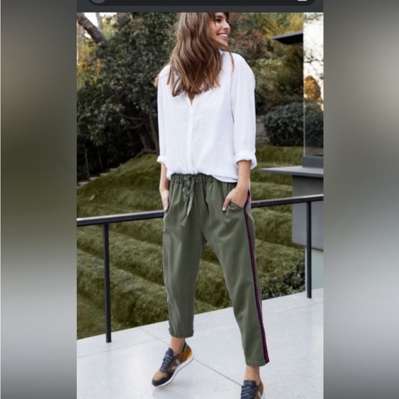 Xirena Rex Olive Green Stripe Twill Pants Size Medium - Picture 2 of 10